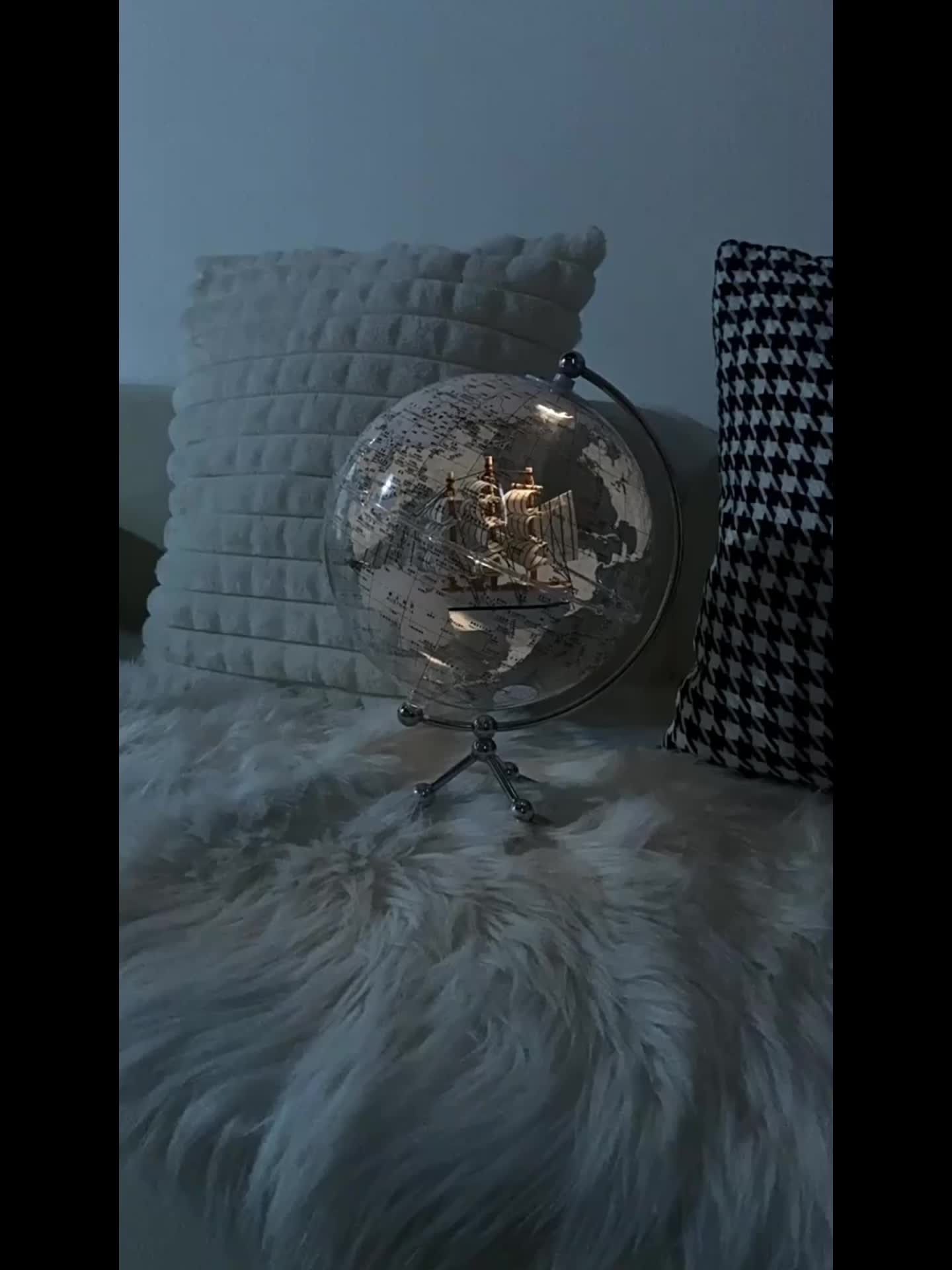 7.87inch LED Illuminated Earth Globe with Warm White Light and Metal Stand, Clear Lighted Sphere Featuring Detailed World Map, Premium Desktop, Bookshelf & Home Decoration Gift, Acrylic Construction