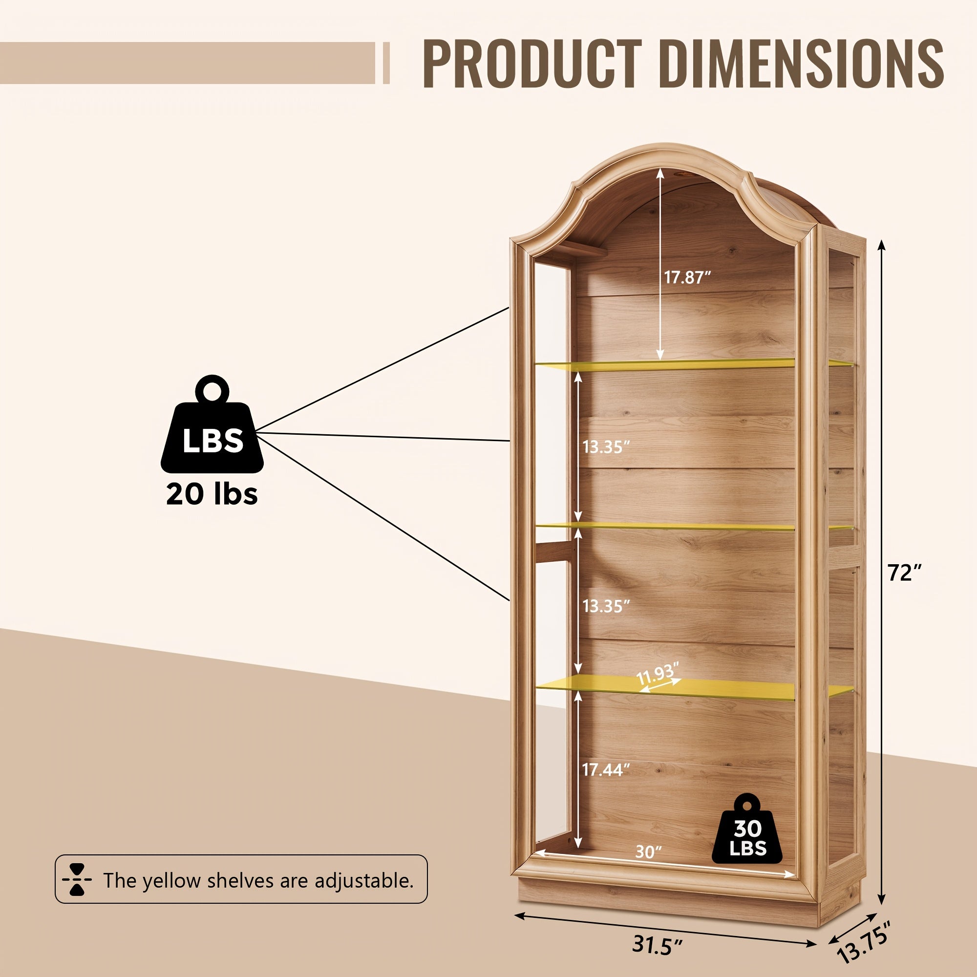Modern Geometric Bookshelf Modern Geometric 75.9-Inch Tall Slanted Arch Bookshelf | Adjustable Shelves, Triangular Top Wooden Bookcase with Open Display Shelf - Suitable for Living Room