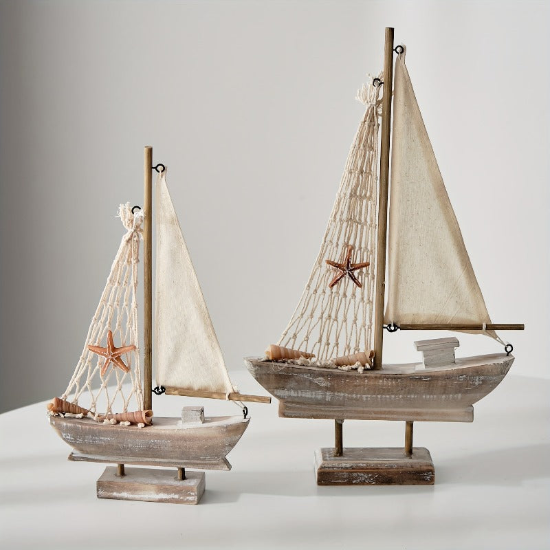 1 Wooden Sailboat Decoration Classical Nautical Style 1 Artist Wooden Vintage American Sailboat And Mediterranean Fishing Boat Home Decoration, Home Decor And Accessories, Home Decor, Beach Theme Decor, Sailboat, Room Decor