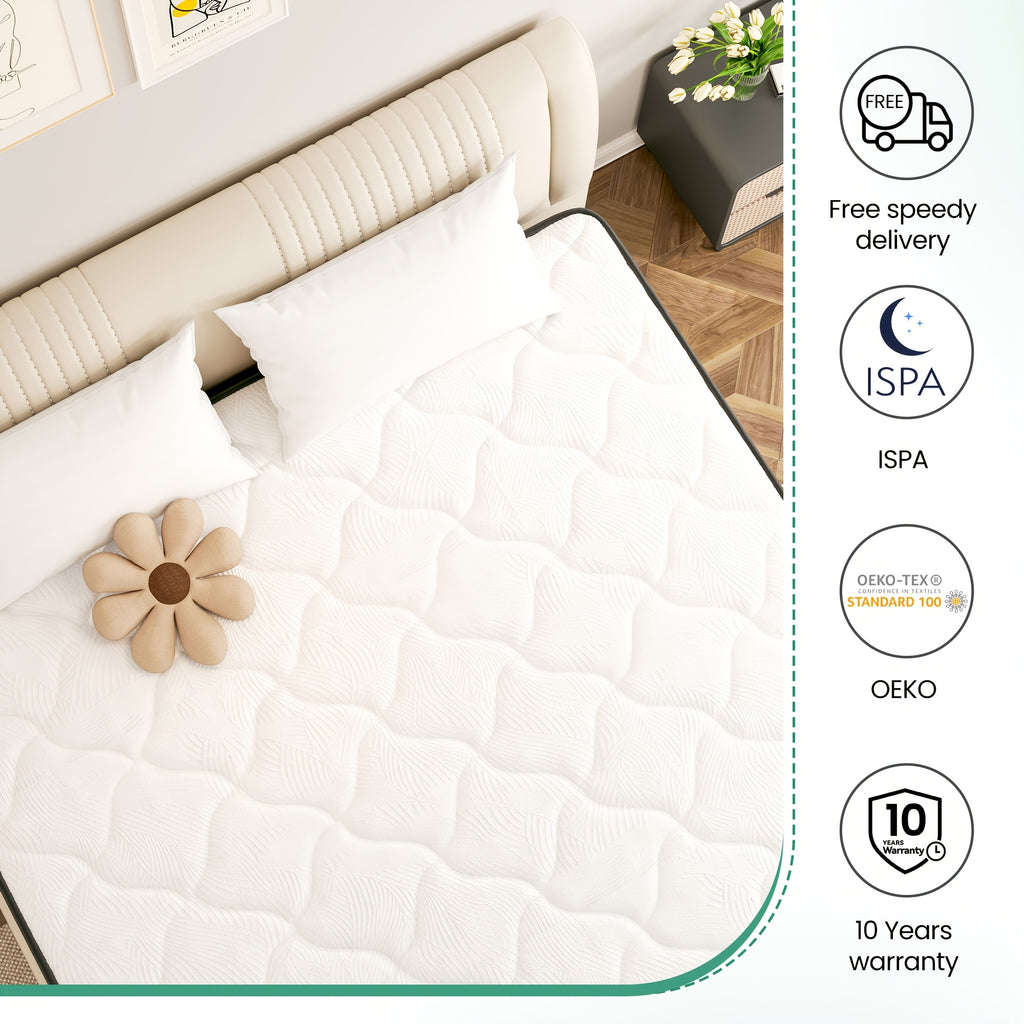 14 Inch Medium Hard Inner Spring Mattress | Breathable Quilting Process, Boxed for Easy Carrying | Cloud Like Comfort | Advanced Skin Friendly Design, Free Of Harmful Chemicals, Deep Sleep Support, Enhancing Bedroom Comfort-Memory Sponge Filling