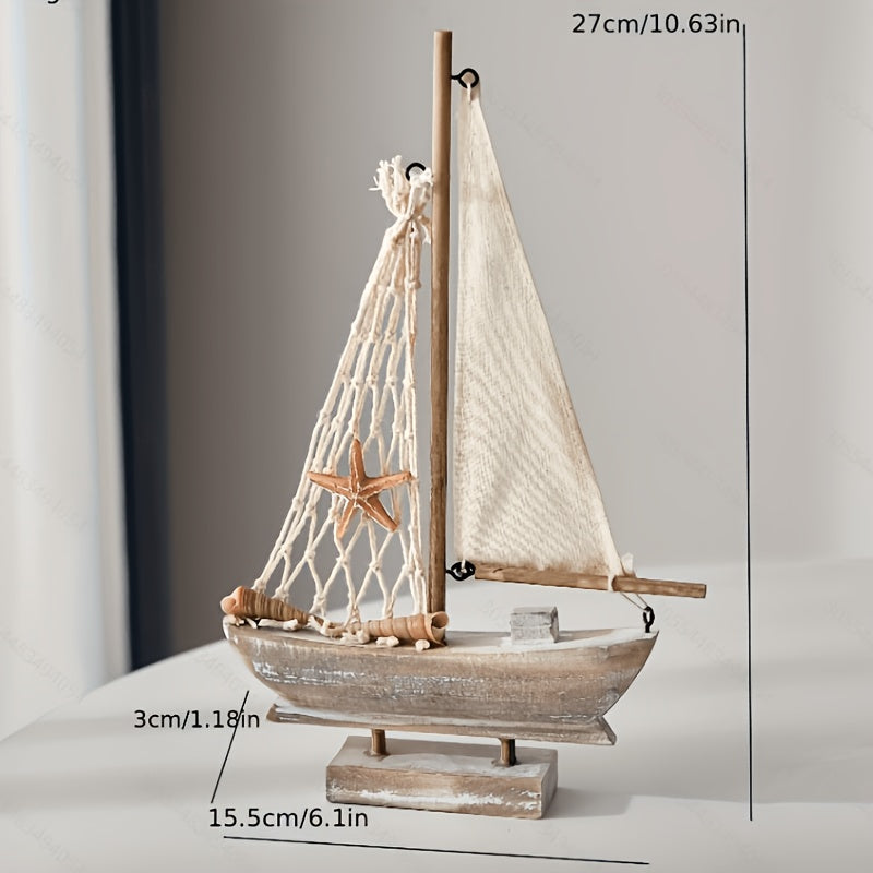 1 Wooden Sailboat Decoration Classical Nautical Style 1 Artist Wooden Vintage American Sailboat And Mediterranean Fishing Boat Home Decoration, Home Decor And Accessories, Home Decor, Beach Theme Decor, Sailboat, Room Decor