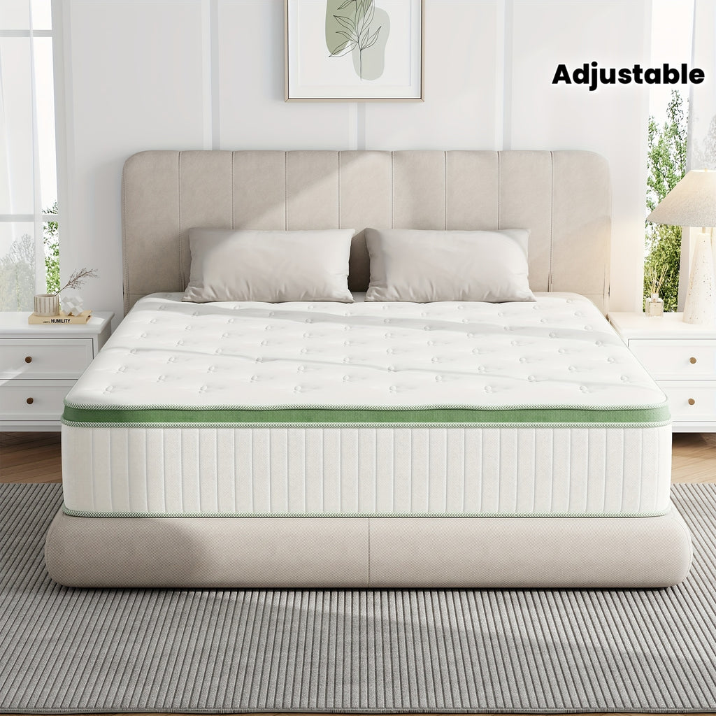 10\u002F12\u002F14 Inch Hybrid Mattress in a Box - Gel Memory Foam & Innerspring Bed with Cooling Technology, Motion Isolation & Edge Support, Medium Firm Euro Top Luxury Layer, Full\u002FQueen\u002FKing Size, Adjustable Base Compatible (No Box Spring