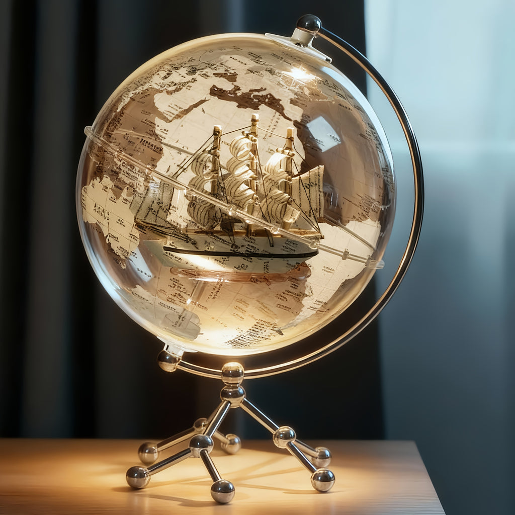 7.87inch LED Illuminated Earth Globe with Warm White Light and Metal Stand, Clear Lighted Sphere Featuring Detailed World Map, Premium Desktop, Bookshelf & Home Decoration Gift, Acrylic Construction