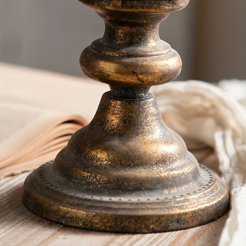 Vintage Metal Pedestal Vase, Vintage Golden Floral Embossed Floor Vase with Handles for Farmhouse Living Room & Entryway Decor