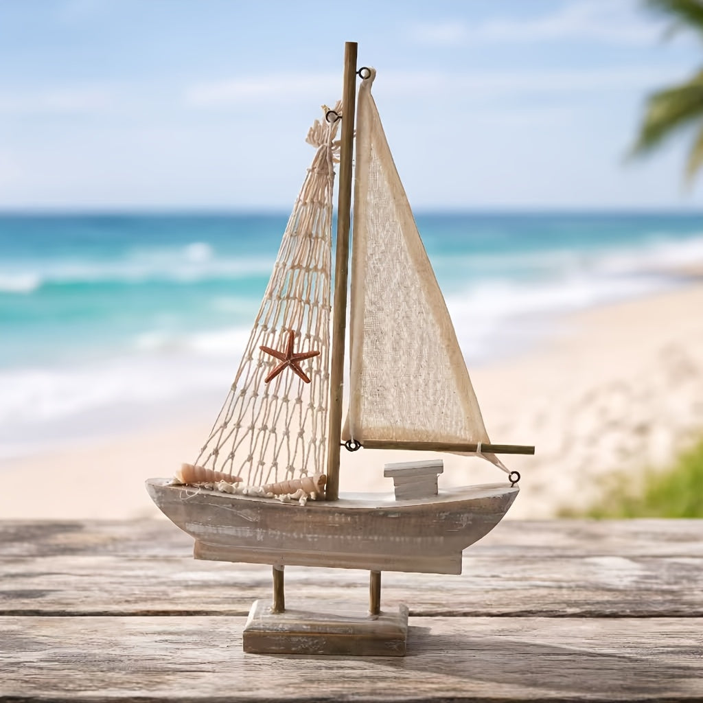 1 Wooden Sailboat Decoration Classical Nautical Style 1 Artist Wooden Vintage American Sailboat And Mediterranean Fishing Boat Home Decoration, Home Decor And Accessories, Home Decor, Beach Theme Decor, Sailboat, Room Decor