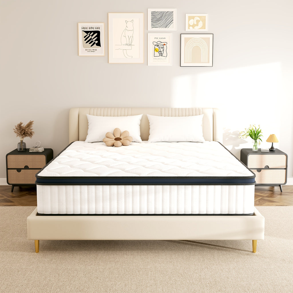 14 Inch Medium Hard Inner Spring Mattress | Breathable Quilting Process, Boxed for Easy Carrying | Cloud Like Comfort | Advanced Skin Friendly Design, Free Of Harmful Chemicals, Deep Sleep Support, Enhancing Bedroom Comfort-Memory Sponge Filling