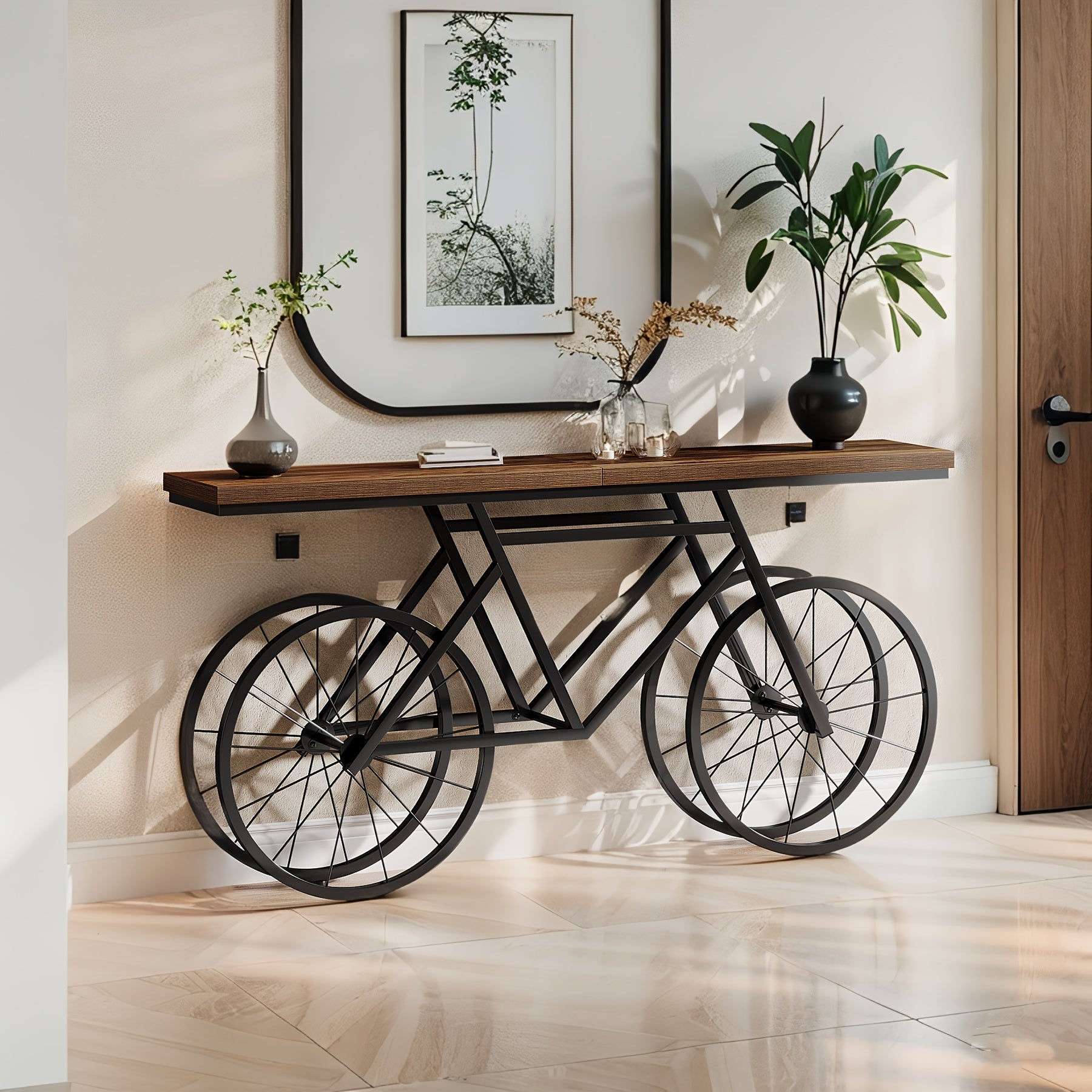 70.86'' Narrow Long Console Table - Modern Contemporary -Shaped Sofa Table with Engineered Wood & Metal Frame, Stain-Resistant Entryway Table Suitable for Hallway, Living Room, Bedroom - Assembly, Space-Saving