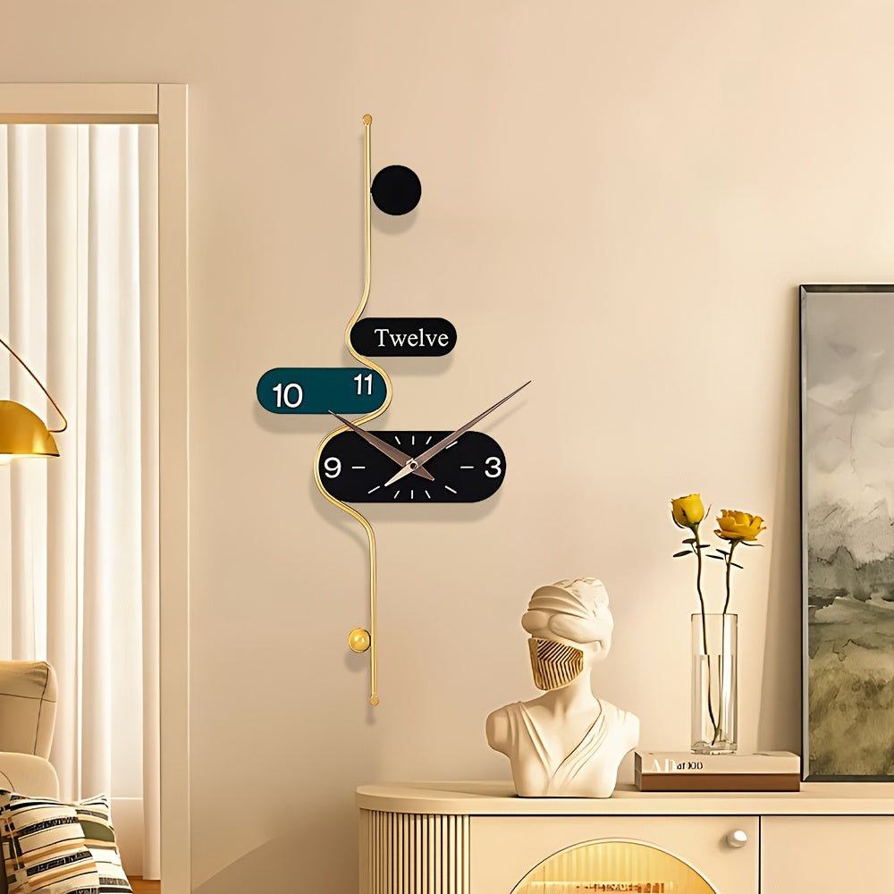 1 Modern Simple Creative Wall Clock, Silent Without Ticking Sound, Irregular Shape, Digital Display, Powered By AA Batteries, Suitable for Living Room, Kitchen, Bedroom, Dining Room And Office Decoration, Ideal Housewarming Gift