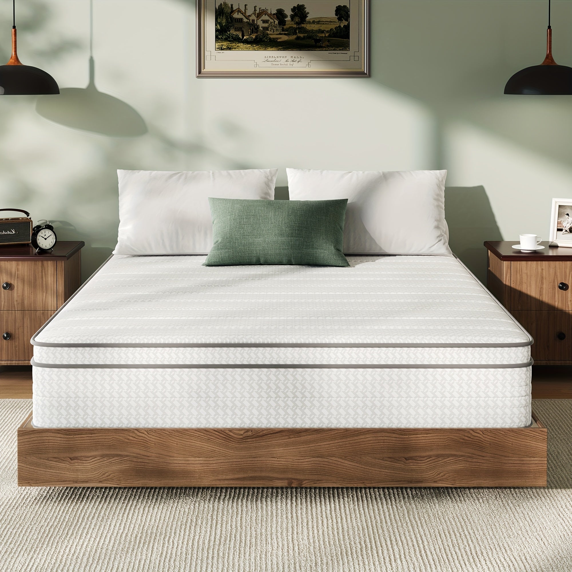 Novilla 8 10 12 14 Inch Pocket Spring Hybrid Foam Mattress, SmartS Coil, Pillow Top Design And Motion Isolation