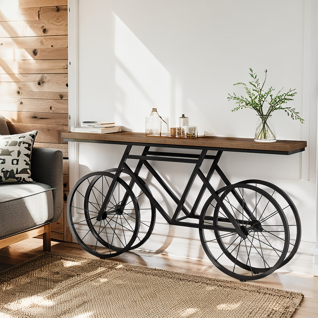 70.86'' Narrow Long Console Table - Modern Contemporary -Shaped Sofa Table with Engineered Wood & Metal Frame, Stain-Resistant Entryway Table Suitable for Hallway, Living Room, Bedroom - Assembly, Space-Saving