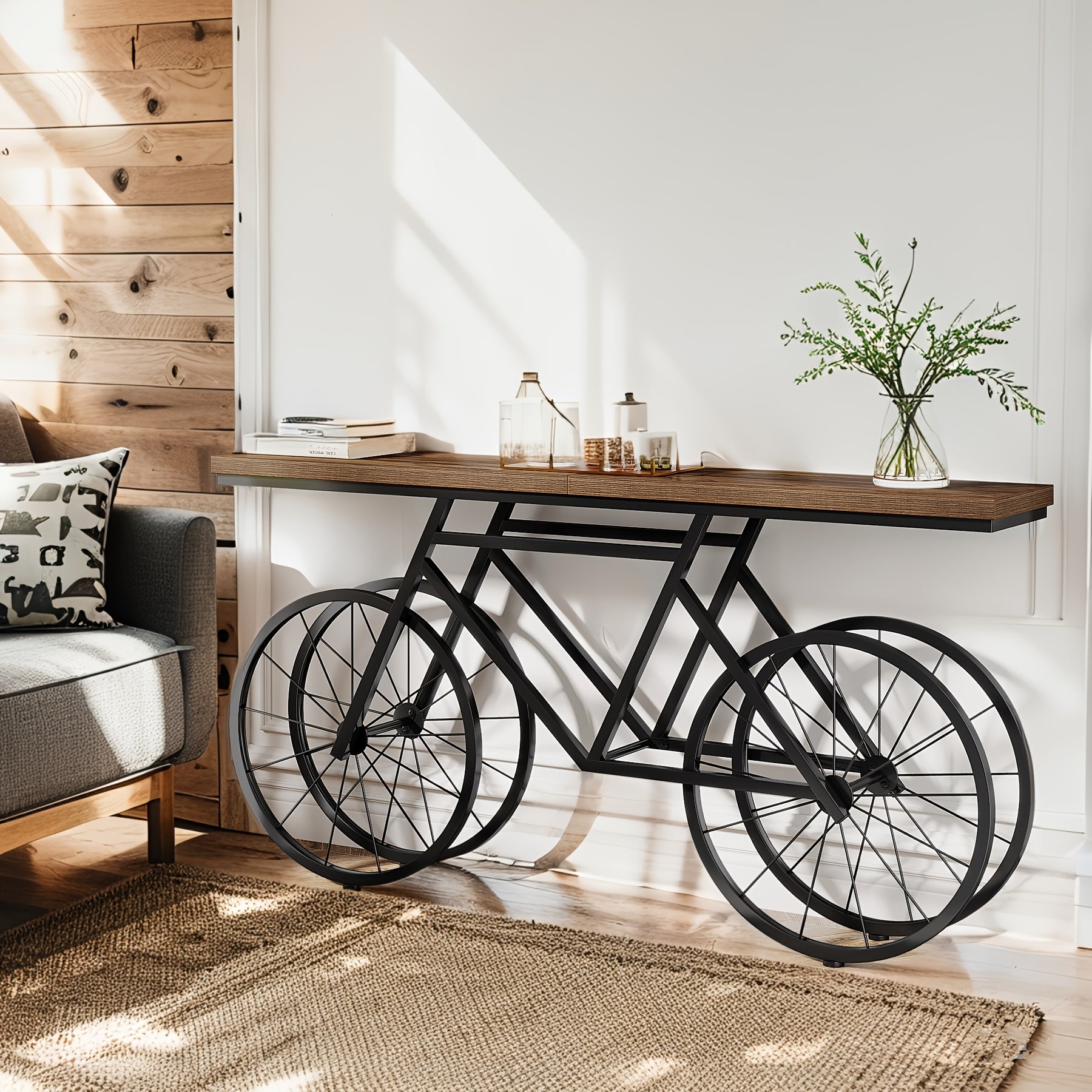 70.86'' Narrow Long Console Table - Modern Contemporary -Shaped Sofa Table with Engineered Wood & Metal Frame, Stain-Resistant Entryway Table Suitable for Hallway, Living Room, Bedroom - Assembly, Space-Saving