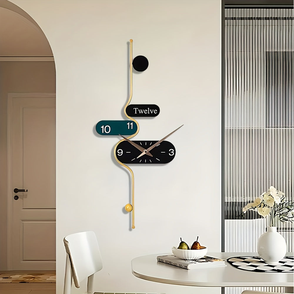 1 Modern Simple Creative Wall Clock, Silent Without Ticking Sound, Irregular Shape, Digital Display, Powered By AA Batteries, Suitable for Living Room, Kitchen, Bedroom, Dining Room And Office Decoration, Ideal Housewarming Gift