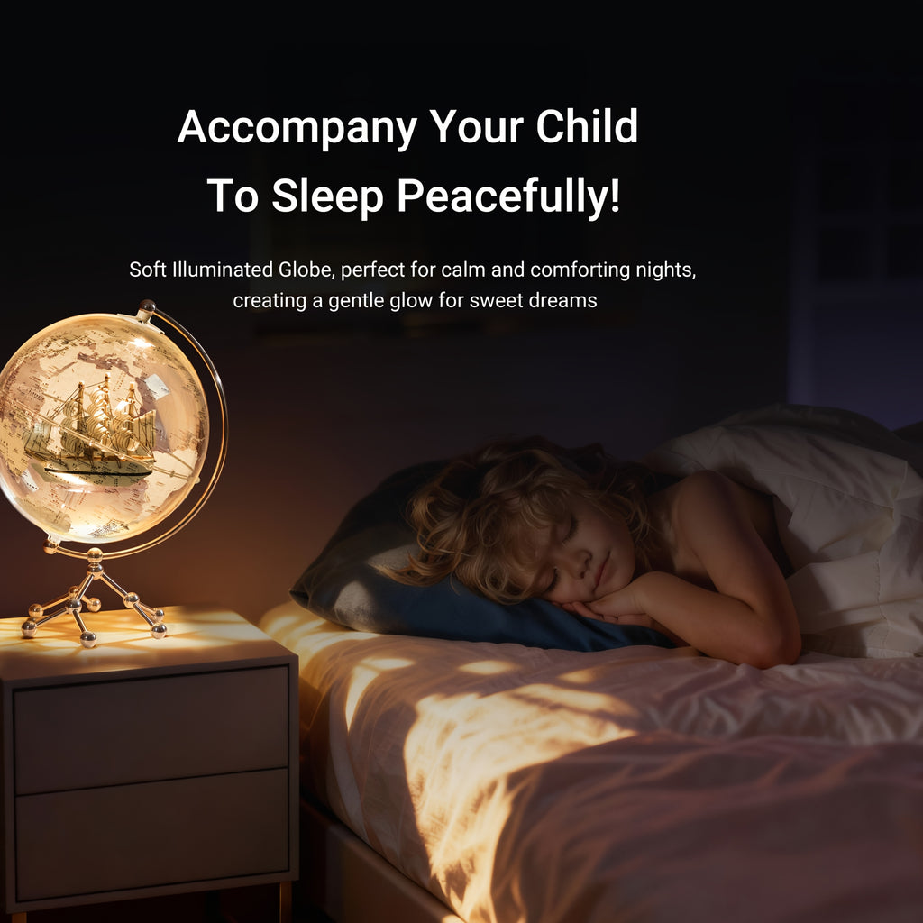 7.87inch LED Illuminated Earth Globe with Warm White Light and Metal Stand, Clear Lighted Sphere Featuring Detailed World Map, Premium Desktop, Bookshelf & Home Decoration Gift, Acrylic Construction