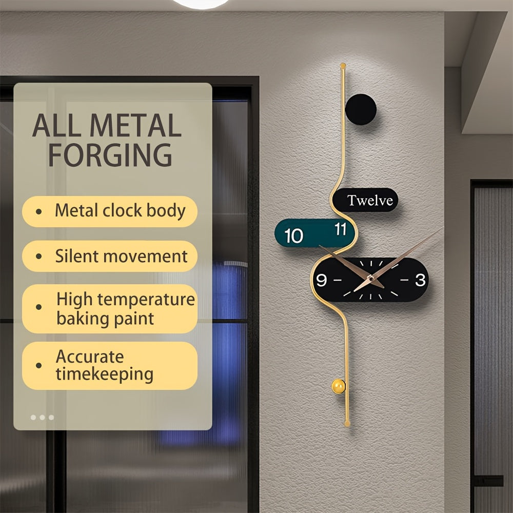 1 Modern Simple Creative Wall Clock, Silent Without Ticking Sound, Irregular Shape, Digital Display, Powered By AA Batteries, Suitable for Living Room, Kitchen, Bedroom, Dining Room And Office Decoration, Ideal Housewarming Gift