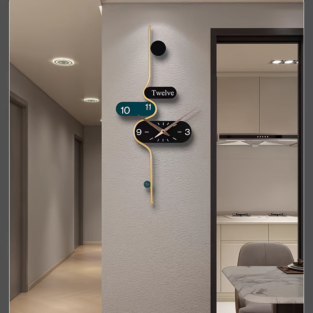 1 Modern Simple Creative Wall Clock, Silent Without Ticking Sound, Irregular Shape, Digital Display, Powered By AA Batteries, Suitable for Living Room, Kitchen, Bedroom, Dining Room And Office Decoration, Ideal Housewarming Gift