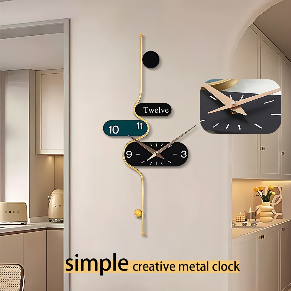 1 Modern Simple Creative Wall Clock, Silent Without Ticking Sound, Irregular Shape, Digital Display, Powered By AA Batteries, Suitable for Living Room, Kitchen, Bedroom, Dining Room And Office Decoration, Ideal Housewarming Gift