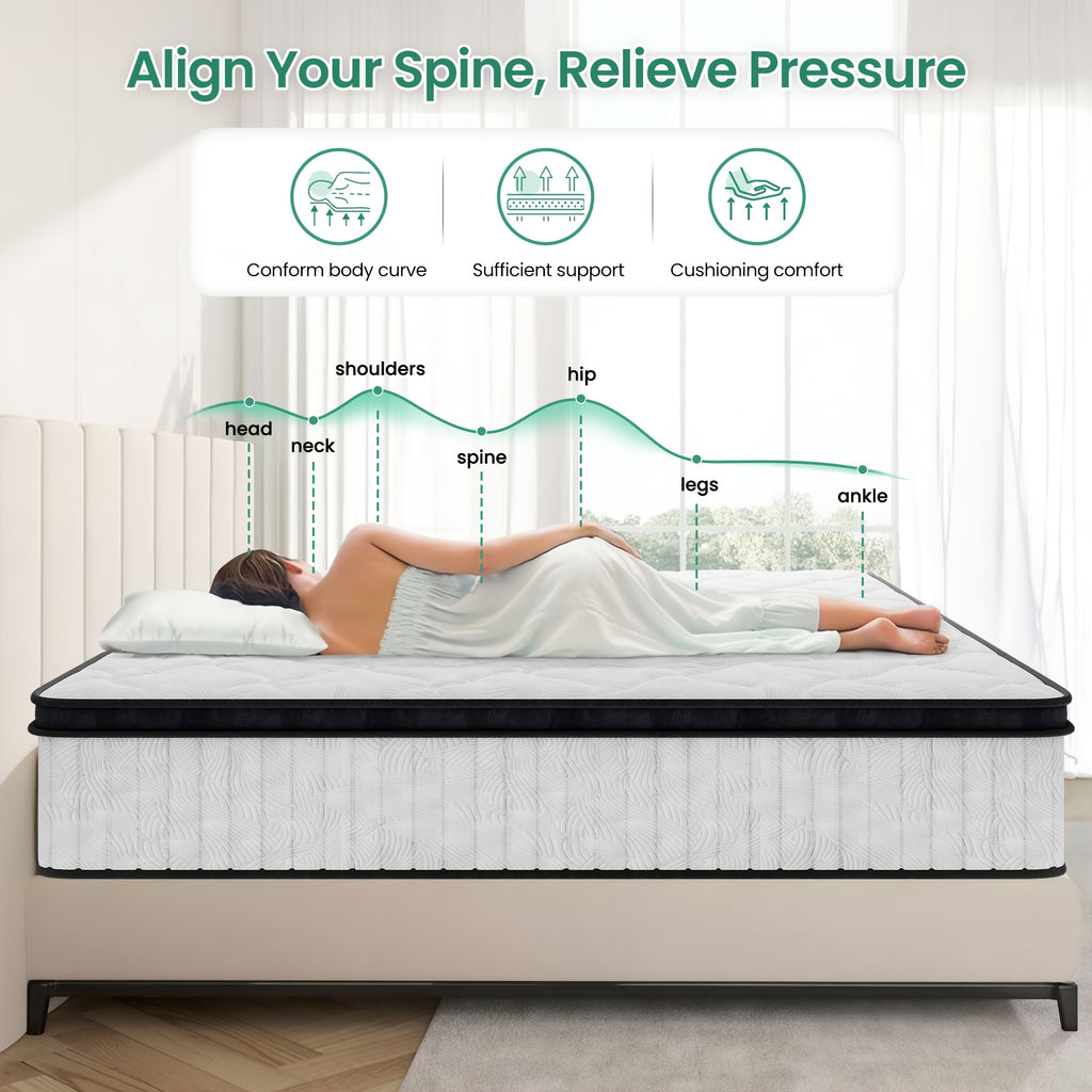 14 Inch Medium Hard Inner Spring Mattress | Breathable Quilting Process, Boxed for Easy Carrying | Cloud Like Comfort | Advanced Skin Friendly Design, Free Of Harmful Chemicals, Deep Sleep Support, Enhancing Bedroom Comfort-Memory Sponge Filling