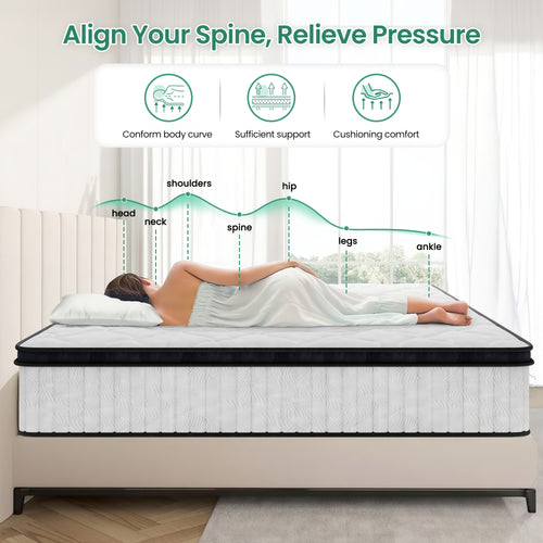 14 Inch Medium Hard Inner Spring Mattress | Breathable Quilting Process, Boxed for Easy Carrying | Cloud Like Comfort | Advanced Skin Friendly Design, Free Of Harmful Chemicals, Deep Sleep Support, Enhancing Bedroom Comfort-Memory Sponge Filling