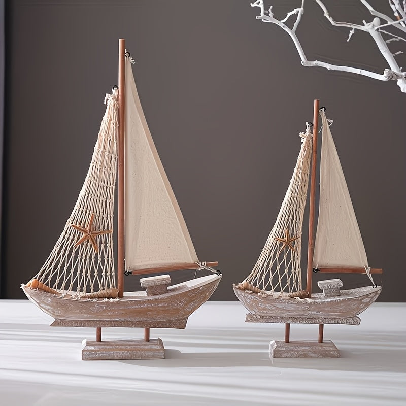 1 Wooden Sailboat Decoration Classical Nautical Style 1 Artist Wooden Vintage American Sailboat And Mediterranean Fishing Boat Home Decoration, Home Decor And Accessories, Home Decor, Beach Theme Decor, Sailboat, Room Decor
