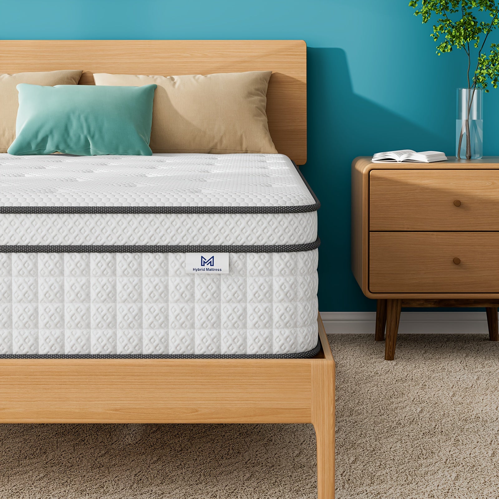 A Medium Hybrid Mattress in a Box Featuring Pocket Coils, Edge Support, And Free from Fiberglass