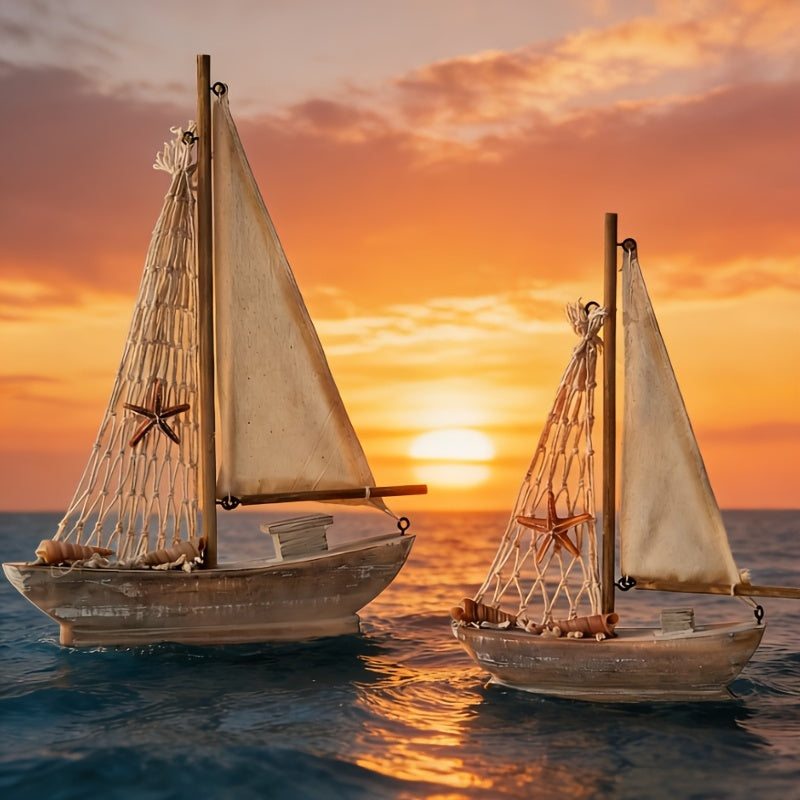 1 Wooden Sailboat Decoration Classical Nautical Style 1 Artist Wooden Vintage American Sailboat And Mediterranean Fishing Boat Home Decoration, Home Decor And Accessories, Home Decor, Beach Theme Decor, Sailboat, Room Decor