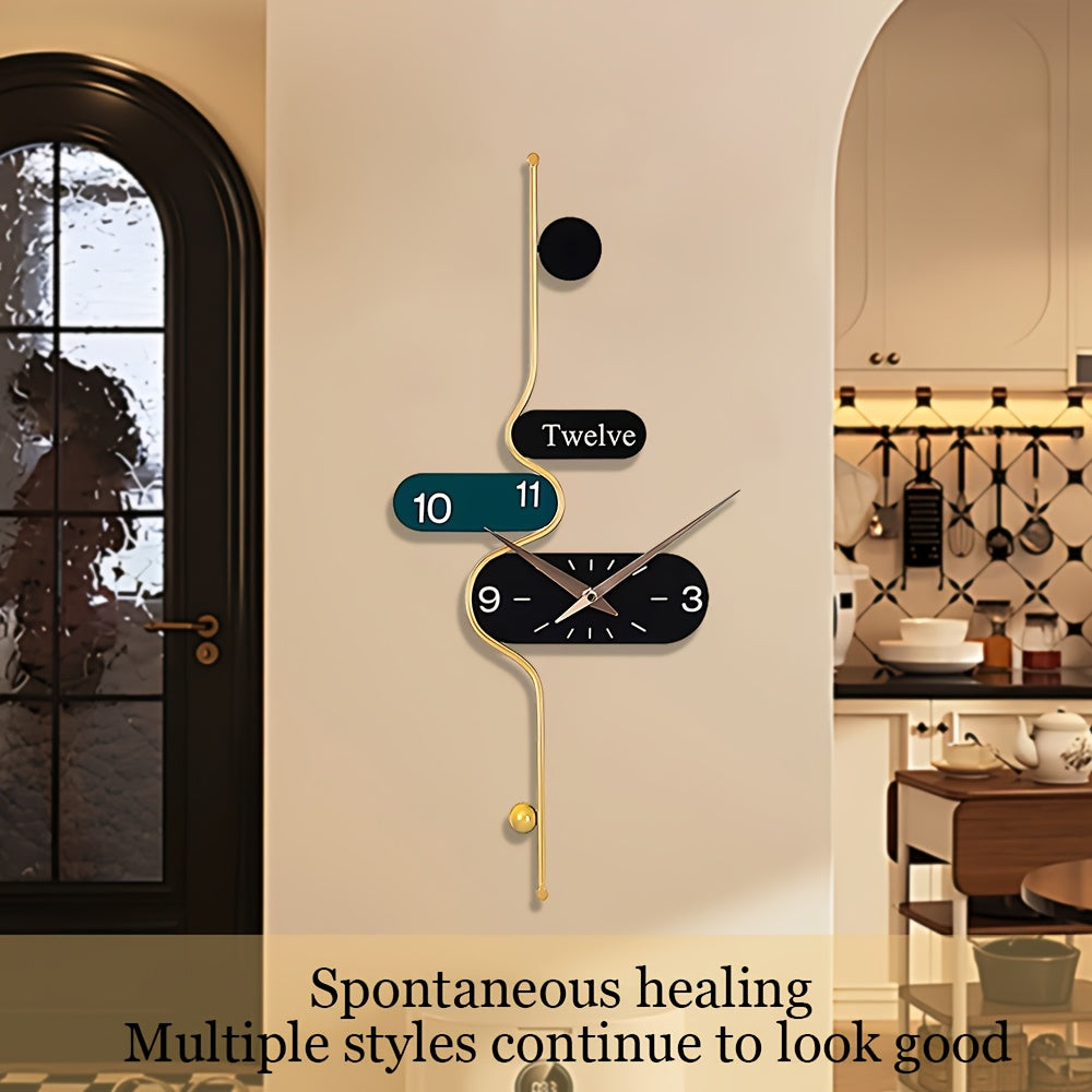 1 Modern Simple Creative Wall Clock, Silent Without Ticking Sound, Irregular Shape, Digital Display, Powered By AA Batteries, Suitable for Living Room, Kitchen, Bedroom, Dining Room And Office Decoration, Ideal Housewarming Gift