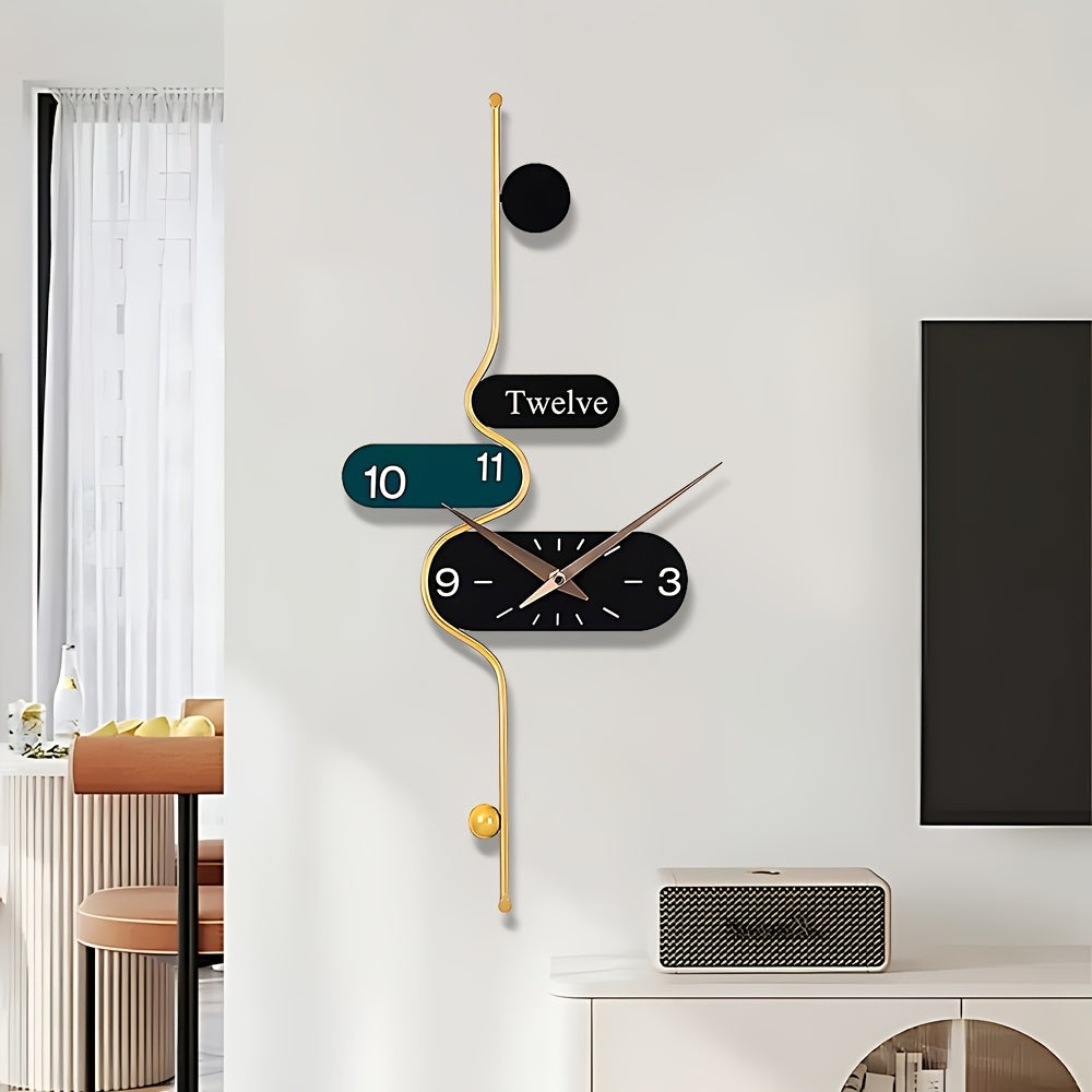 1 Modern Simple Creative Wall Clock, Silent Without Ticking Sound, Irregular Shape, Digital Display, Powered By AA Batteries, Suitable for Living Room, Kitchen, Bedroom, Dining Room And Office Decoration, Ideal Housewarming Gift