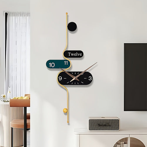 1 Modern Simple Creative Wall Clock, Silent Without Ticking Sound, Irregular Shape, Digital Display, Powered By AA Batteries, Suitable for Living Room, Kitchen, Bedroom, Dining Room And Office Decoration, Ideal Housewarming Gift