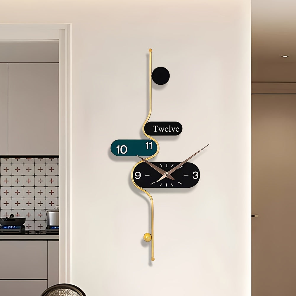 1 Modern Simple Creative Wall Clock, Silent Without Ticking Sound, Irregular Shape, Digital Display, Powered By AA Batteries, Suitable for Living Room, Kitchen, Bedroom, Dining Room And Office Decoration, Ideal Housewarming Gift