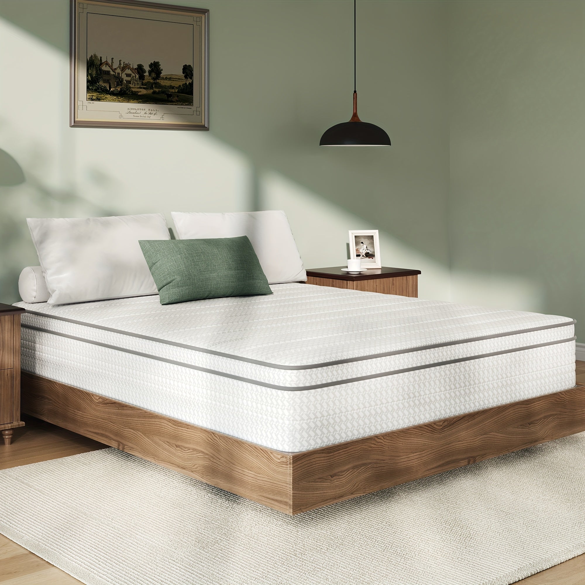 Novilla 8 10 12 14 Inch Pocket Spring Hybrid Foam Mattress, SmartS Coil, Pillow Top Design And Motion Isolation